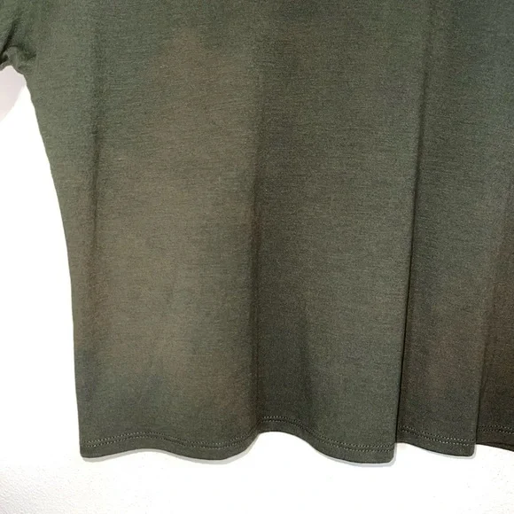 Garage Olive Green Cropped Long Sleeve Crew Neck Basic Top Medium Women’s - Picture 5 of 11